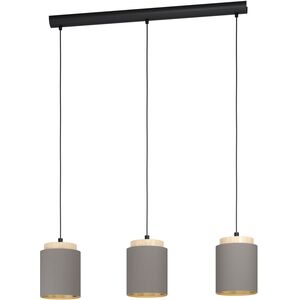 Pendant lamp EGLO ALBARIZA, 3 x E27, max 3 x 40 W, wood/cappuccino color, o16x89.5xh110 cm
