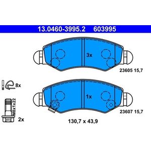 ATE ΤΑΚΑΚΙΑ ΦΡΕΝΩΝ ATE 13.0460-3995.2 OPEL AGILA 1.0 07-, 1.0 12V 00-, 1.2 16V 04-, 1.3CDTI 03