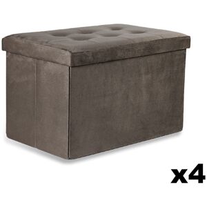 Pufa składana XL z guzikami - 60x38x38cm aksamit brąz x 4