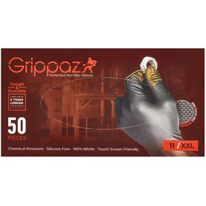 Disposable nitrile gloves with rough palm GRIPAZZ, black, size 2XL (50pcs.)