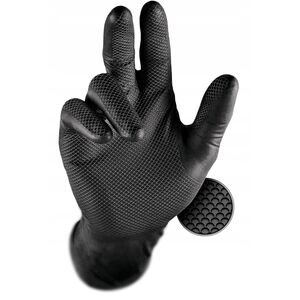 Disposable nitrile gloves with rough palm GRIPAZZ, black, size XL (50pcs.)