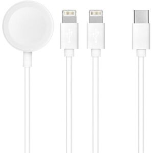 Kabel 3w1 Typ C do 2 x Lightning / Apple Watch 3W 2A C3168 1,2 m biały