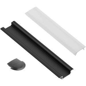 Profile for LED strips EUROLIGHT AL-R2-B, aluminum, millable, black, anodized, 2m