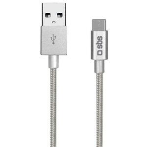 Kabel USB SBS Mobile Typ C, 2.0, 1.5m, srebrny (TECABLETC15BS)