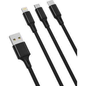 Kabel USB XO Kabel USB XO 3w1 USB-C / Lightning / Micro 2,4A 1,2m (czarny)