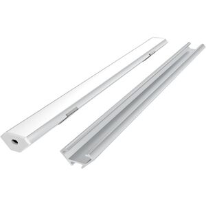LED προφίλ σετ, 2m, γωνιακό, ανοδιωμένο, με λευκό κάλυμμα, στηρίγματα και κλιπς