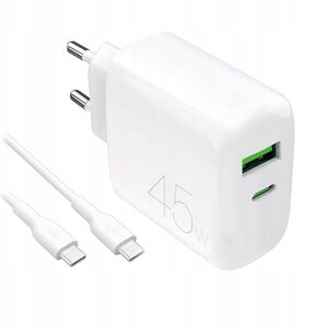 Φορτιστής Puro Daily Prolite 45W USB-C USB-A Power Delivery με καλώδιο USB-C - λευκή