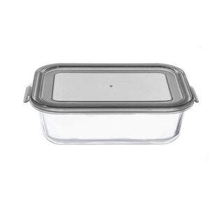 CONTAINER FOOD RECTAN GLASS W LID 0.37L