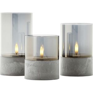 LED table lamp BRILLIANT BOUGIE, IP44, 2500K, 2xAA, timer, transparent glass, 3pcs