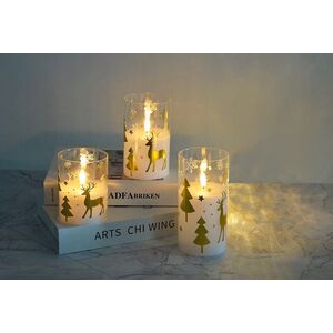 Χριστουγεννιάτικη διακόσμηση Lumarko NIKOLAO Κερί Led 7,5xh10cm