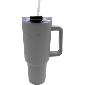 Kamille STALOWY KUBEK TERMICZNY TERMOS 1200ml Z RĄCZKĄ I SŁOMKĄ KM-2173