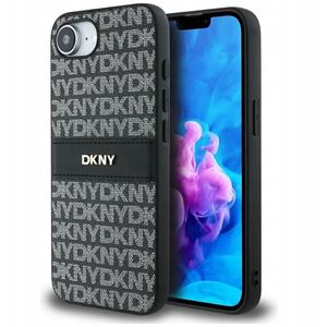 Θήκη DKNY Επαναλαμβανόμενο Μοτίβο Υφής με Τονική Ρίγα για iPhone 16e μαύρο