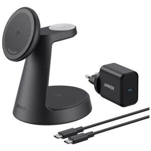 ANKER MagGo 3-in-1 Charging Station ασύρματος σταθμός φόρτισης μαύρος Qi2 15W για iPhone συμπεριλαμβανομένης πιστοποιημένης μονάδας για Apple Watch