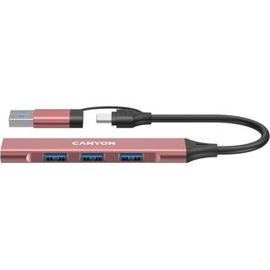 CANYON HUB DS-02 4 σε 1 USB-A/C Ροζ