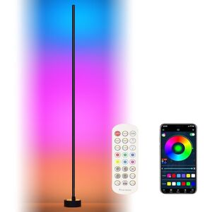 Έξυπνη LED επιδαπέδια λάμπα Brilliant G.LUX GD-RAINBOW-F, 12W, RGB, 960lm, DIM, μαύρο, 141cm, με τηλεχειριστήριο