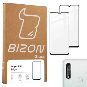 2x szkło na ekran + 1x na aparat Bizon Edge 2 Pack do Oppo A31