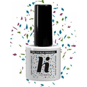Hi Hybrid Hi Hybrid HEMA Free Top na lakier hybrydowy No Wipe #01 Blue Fireworks 5ml