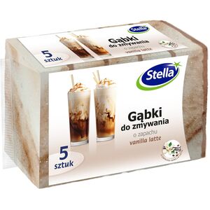 STELLA Gąbki do zmywania o zapachu VANILLA LATTE 5 sztuk