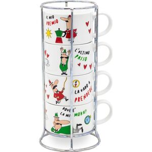 Bialetti Bialetti Italia - Zestaw 4 filiżanek do cappuccino na stojaku