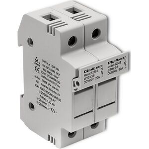 Qoltec Podstawa bezpiecznikowa + bezpiecznik DC | 2P | 1000V | 20A | 10x38 | solar