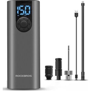 RockBros Elektryczna pompka rower motor auto piłka 10 bar z wyświetlaczem LED + kabel USB-C czarna Elektryczna pompka rower motor auto piłka 10 bar z wyświetlaczem LED + kabel USB-C czarna