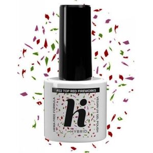 Hi Hybrid Hi Hybrid HEMA Free Top na lakier hybrydowy No Wipe #02 Red Fireworks 5ml
