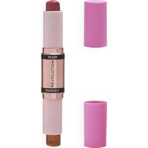 Makeup Revolution Blush & Highlight Stick Róż i Rozświetlacz w sztyfcie 4g Flushing Pink (03)