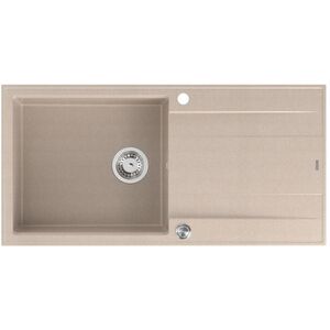 EVAN 146 XL GraniteQ νεροχύτης με σιφόν Push 2 Open 1-θέσιο χωρίς οπή (1000x500x210| θάλαμος 420x480) pearl beige / στοιχεία από ατσάλι