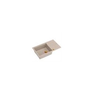 EVAN 136 XL GraniteQ νεροχύτης με σιφόνι Push to Open 1-θέσιος χωρίς (860x500x210| θάλαμος 420x490) pearl beige / στοιχεία χαλκού