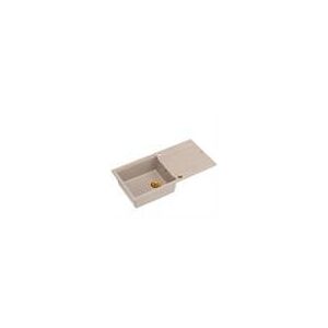 EVAN 146 XL GraniteQ νεροχύτης με σιφόνι Push 2 Open 1-θέσης χωρίς αποστράγγιση (1000x500x210| θάλαμος 420x480) pearl beige / χάλκινα στοιχεία