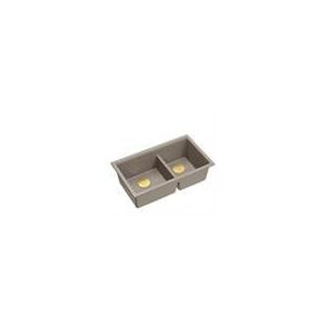 QUADRON | LOGAN 120 | γρανιτένιος νεροχύτης κουζίνας SOFT TAUPE + ΧΡΥΣΟ PVD | διάσταση: 76 x 45 x 23,5 cm | 2-θέσιος υποκαθήμενος | ελάχιστο πλάτος ντουλαπιού: 80 cm