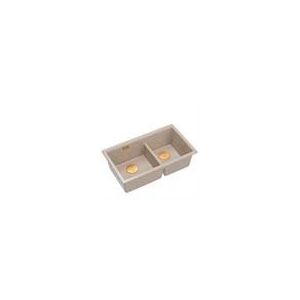 QUADRON | LOGAN 120 | γρανιτένιος νεροχύτης κουζίνας PEARL BEIGE + MIEDŹ PVD | διάσταση: 76 x 45 x 23,5 cm | 2-θέσιος υποκαθήμενος | υποδομή ντουλαπιού από: 80 cm