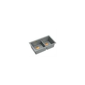 QUADRON | LOGAN 120 | γρανιτένιος νεροχύτης κουζίνας SILVER STONE + MIEDŹ PVD | διάσταση: 76 x 45 x 23,5 cm | 2-θάλαμος υποκαθήμενος | υποδομή ντουλαπιού από: 80 cm