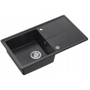 TONY 111 GraniteQ γρανιτένιος νεροχύτης black dotted (μαύρος) 1-διαμερισματικός με/χωρίς (78x45x18,5), με σιφόνι και τάπα από ανοξείδωτο ατσάλι