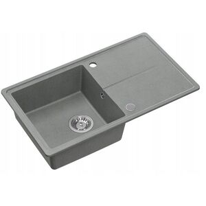 TONY 111 GraniteQ νεροχύτης γρανίτη silver stone (γκρι) 1-θέσης με/χωρίς (78x45x18,5), με σιφόνι και τάπα από ανοξείδωτο ατσάλι