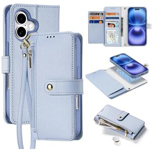 Etui skórzane do iPhone 16 Dux Ducis Lawa z portfelem MagSafe błękitne