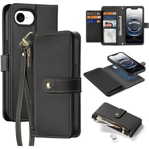 Etui skórzane do iPhone 16e Dux Ducis Lawa Black z portfelem MagSafe czarne