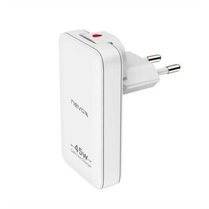 nevox 45W Διπλός Λεπτός Φορτιστής GaN USB-C/USB EU/US λευκό