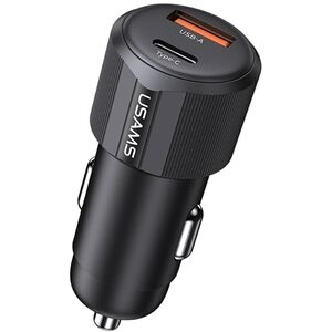 Φορτιστής αυτοκινήτου USAMS YT Series CC283 60W 1xUSB-A 1xUSB-C μαύρο