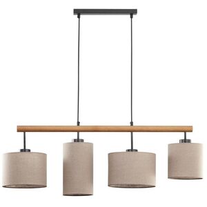 Φωτιστικό κρεμαστό Tk Lighting Deva 6108 με 4x15W E27 μπεζ/ξύλινο