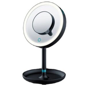 Beurer BS 45 makeup mirror, black 17.5 cm, with LED light and magnifying mirror, battery-operated