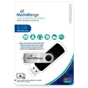 MediaRange MR930-2 pamięć USB 8 GB USB Type-A / Micro-USB 2.0 Czarny, Srebrny