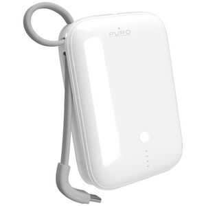 Powerbank Puro Power Link 10 Plus 10000 mAh z wbudowanym kablem USB-C – biały