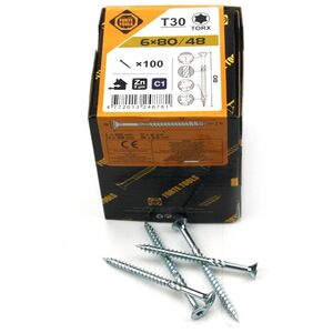 ΒΙΔΑ ΓΙΑ ΞΥΛΟ SCR T30 6.0X80/48 ΛΕΥΚΟ ZN(100