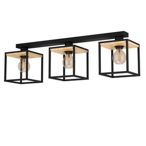 Ceiling lamp EGLO LIBERTAD, 3xE27, 70W, black/wood color, 18x86x24cm