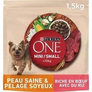 Dry dog   food ONE Mini Adult, with beef and rice, 1.5 kg
