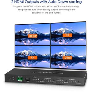 PremiumCord HDMI2.0 matrix switch 4:4 , ανάλυση 4K@60Hz, HDR YUV4:4:4