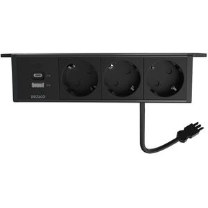 Πολύπριζο DELTACO, 3 υποδοχές, 1x21W A+C USB φορτιστής, σύνδεση GST18