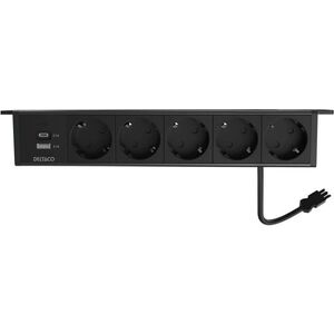 Πολύπριζο DELTACO, 5 υποδοχές, 1x21W φορτιστής A+C USB, σύνδεση GST18