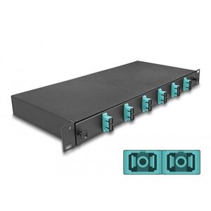 DELOCK 48,26cm 19 ιντσών LWL Σπλίσσμποξ 6 x SC Duplex OM3 1HE έτοιμο για σπλίσσ, πλήρως εξοπλισμένο